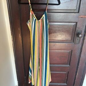Multicolor Striped Spaghetti Strap Jumpsuit Romper